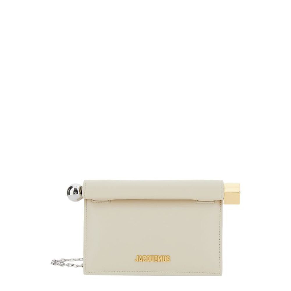 Jacquemus Women The Little Round Square Pouch With White Lamb Leather Unisex
